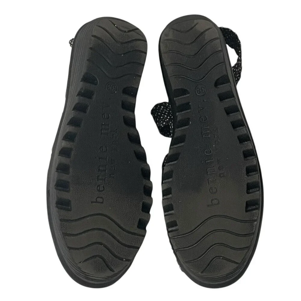 Bernie Mev Womens Polka Dot Sandals Peep Toe Wedge Black White Comfort 38 US 7 - Picture 8 of 9